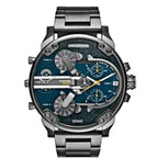 Diesel Big Daddy 2.0 Chronograph Blue Dial Grey Steel Strap Watch For Men - DZ7331