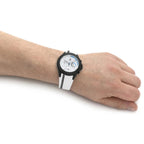 Tommy Hilfiger Bank Chronograph White Dial White Rubber Strap Watch for Men - 1791723