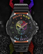 Philipp Plein The Skull Black Dial Black Silicone Strap Watch For Men - PWAAA1121