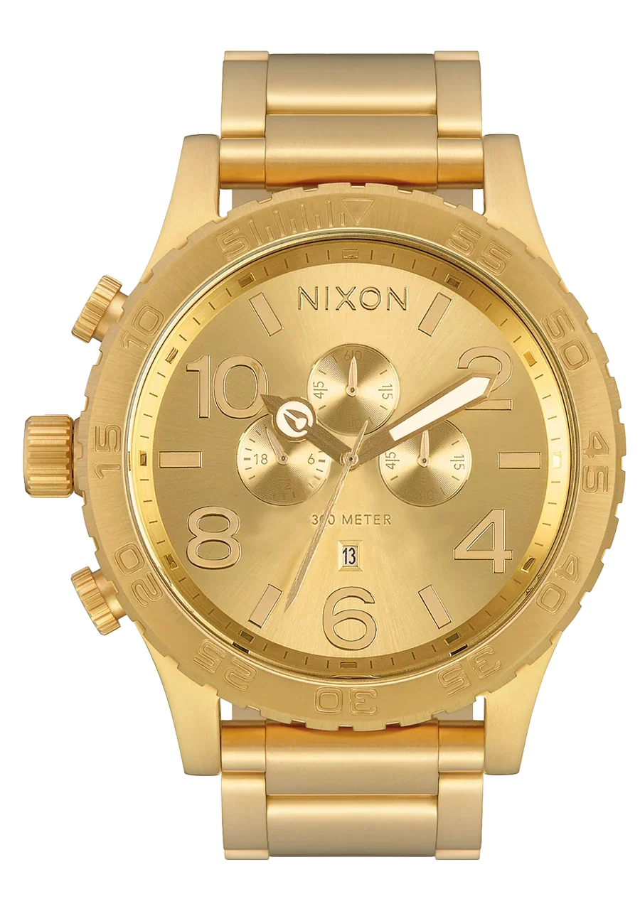 Nixon 51-30 Chronograph Gold Dial Gold Steel Strap Watch for Men - A083-502