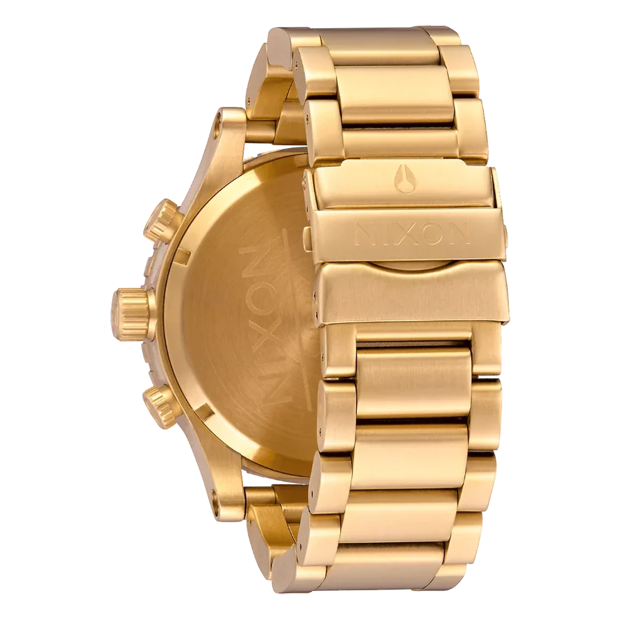 Nixon 51-30 Chronograph Gold Dial Gold Steel Strap Watch for Men - A083-502