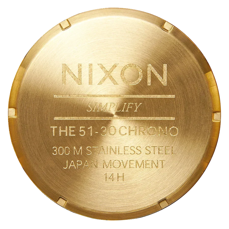 Nixon 51-30 Chronograph Gold Dial Gold Steel Strap Watch for Men - A083-502