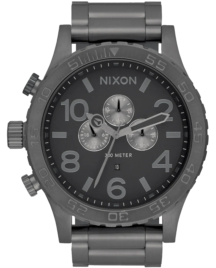 Nixon 51-30 Chronograph Grey Dial Grey Steel Strap Watch for Men - A083-1062
