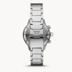 Emporio Armani Diver Chronograph Quartz Black Dial Silver Steel Strap Watch For Men - AR11360