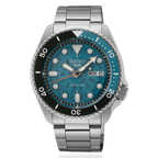 Seiko 5 Sports SKX Skeleton Green Dial Silver Steel Strap Watch For Men - SRPJ45K1
