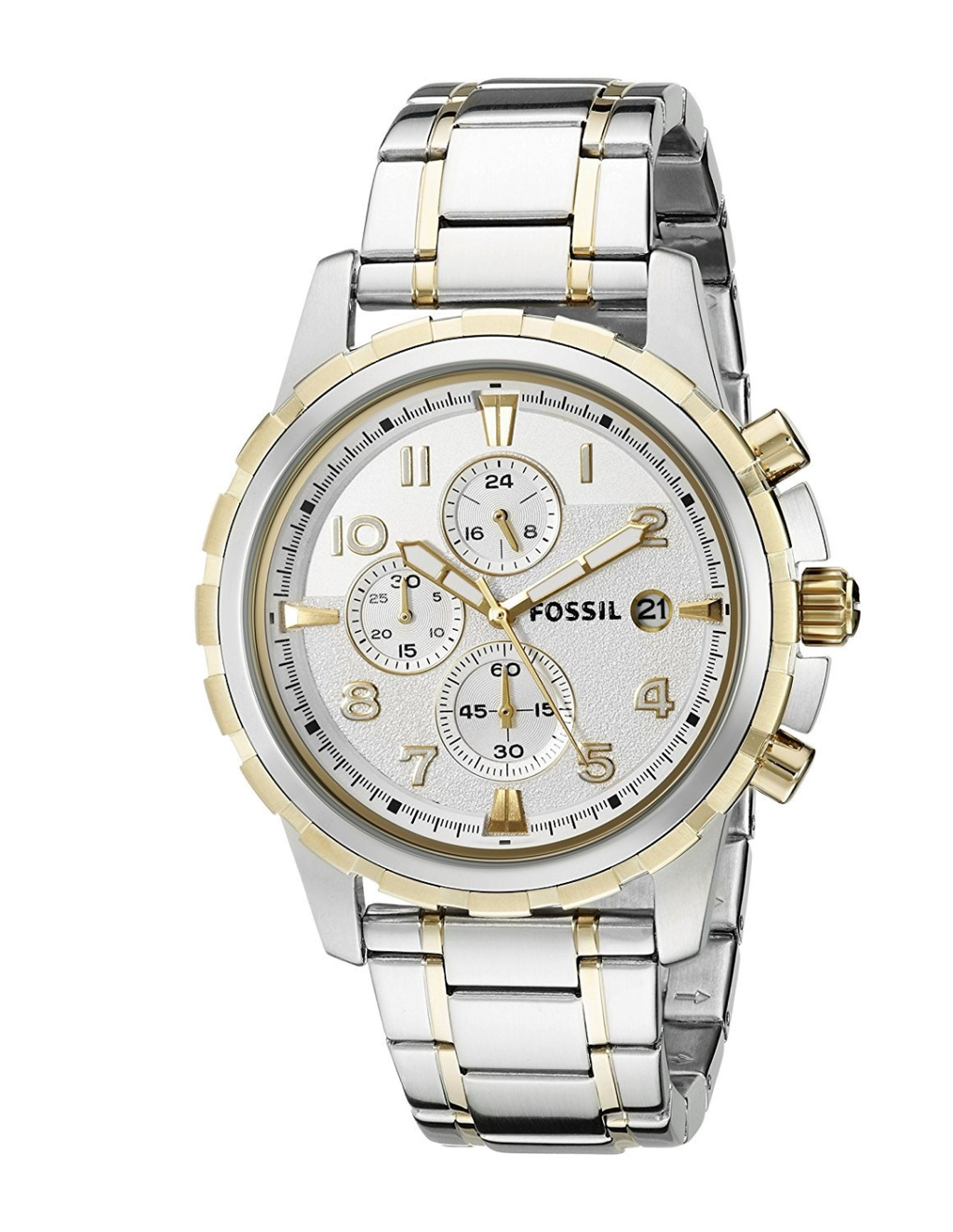 Fossil Dean Chronograph White Dial Silver Steel Strap Watch for Men - FS4795