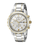 Fossil Dean Chronograph White Dial Silver Steel Strap Watch for Men - FS4795