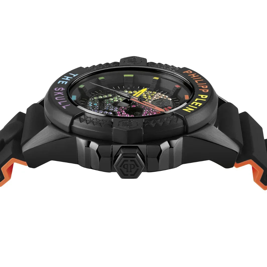 Philipp Plein The Skull Black Dial Black Silicone Strap Watch For Men - PWAAA1121