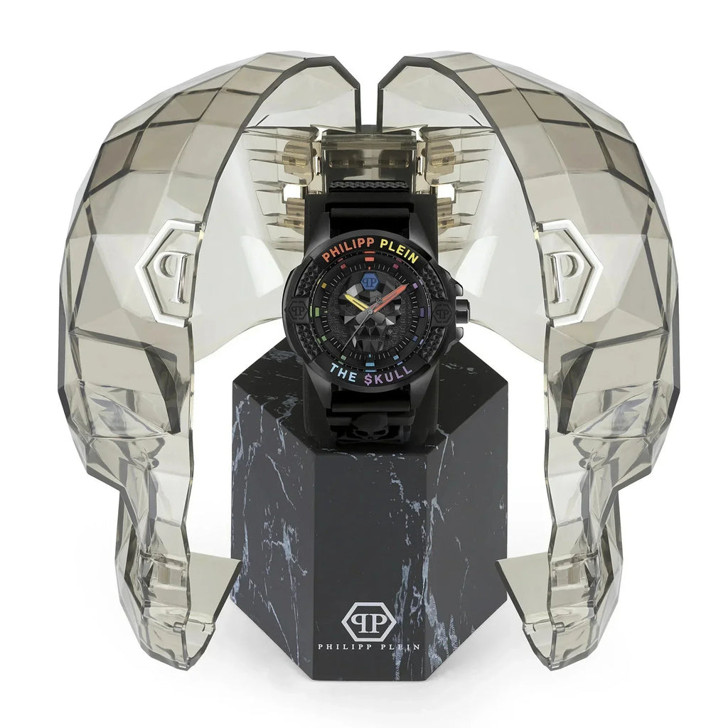 Philipp Plein The Skull Black Dial Black Silicone Strap Watch For Men - PWAAA1121