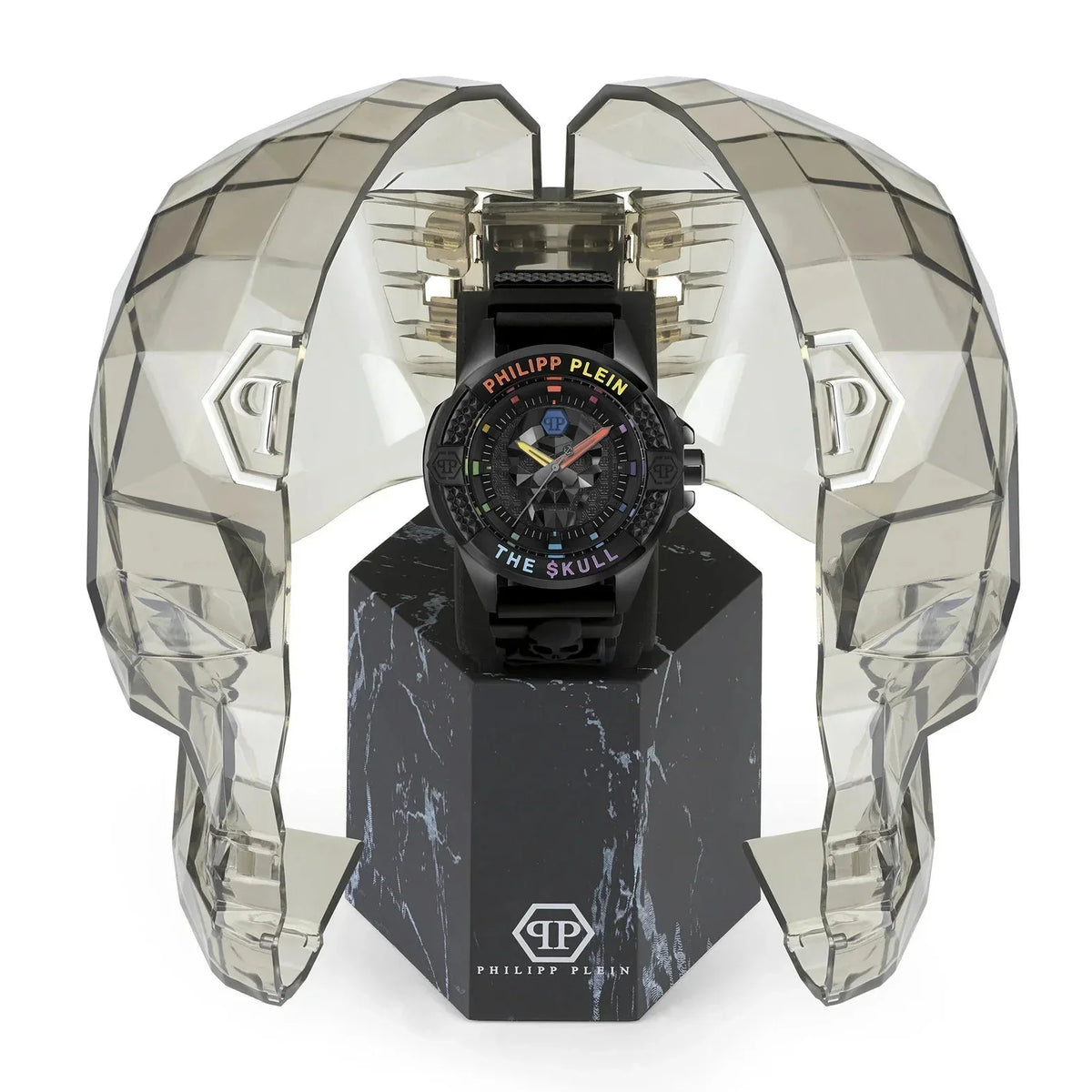 Philipp Plein The Skull Black Dial Black Silicone Strap Watch For Men - PWAAA1121