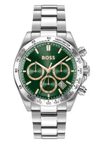 Hugo Boss Hero 2.0 Chronograph Green Dial Silver Steel Strap Watch for Men - 1514268