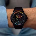 Philipp Plein The Skull Black Dial Black Silicone Strap Watch For Men - PWAAA1121