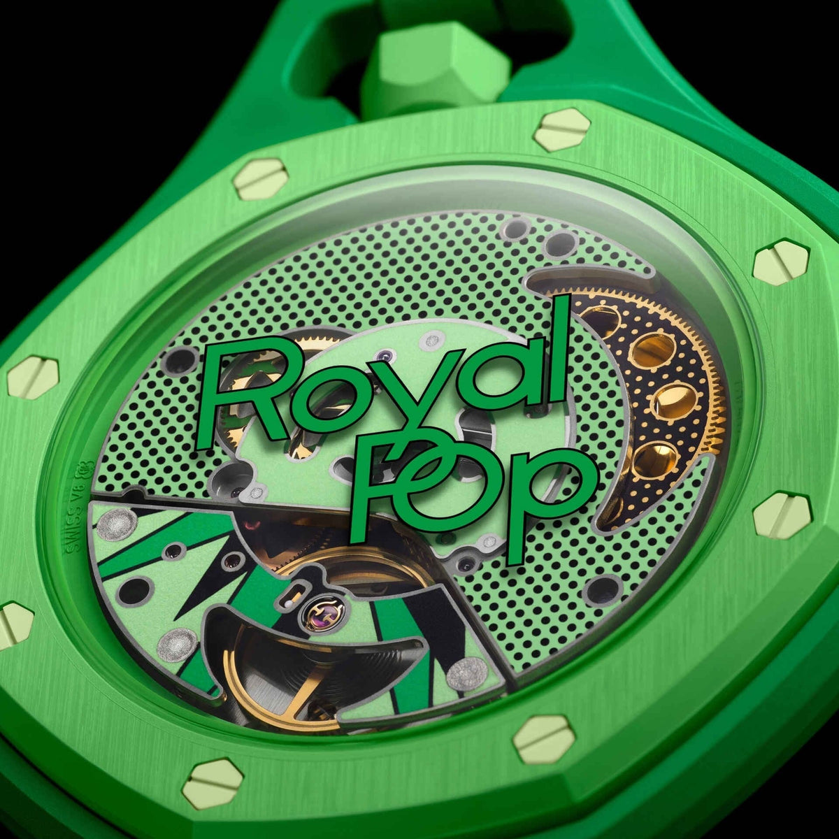 Swatch x AP Royal Pop Green Dial Green Leather Lanyard Watch for Men - Green Eight