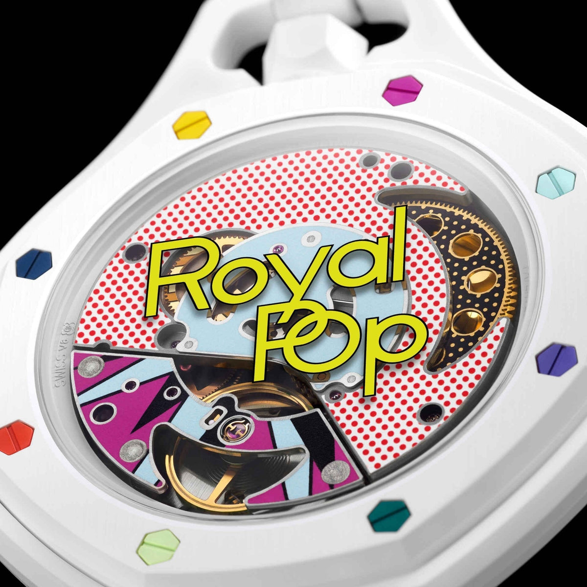 Swatch x AP Royal Pop White Dial White Leather Lanyard Watch for Men - Huit Blanc