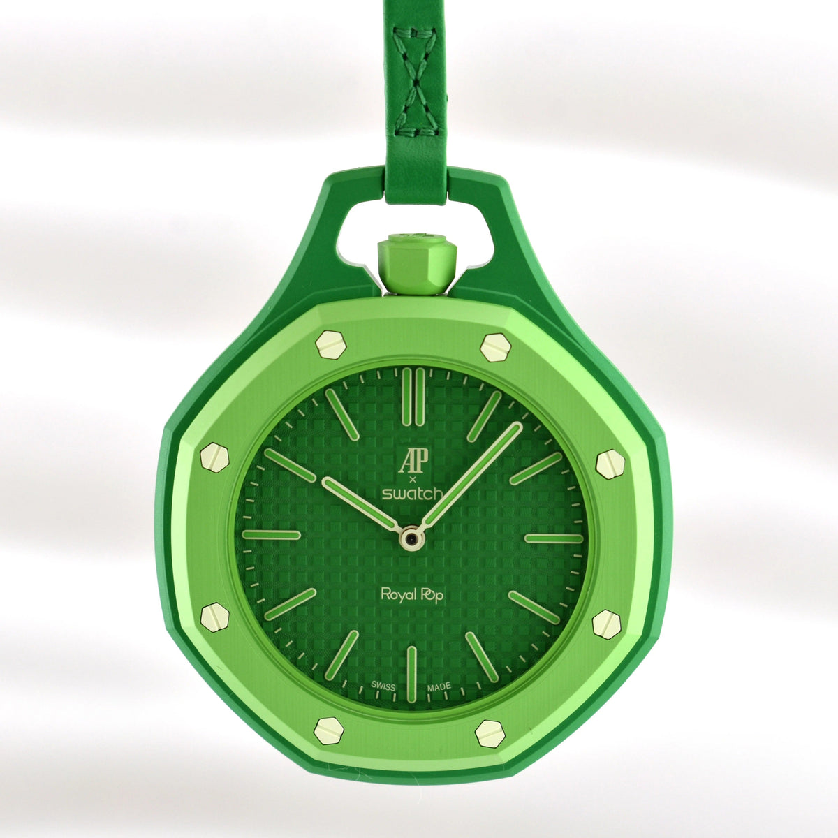 Swatch x AP Royal Pop Green Dial Green Leather Lanyard Watch for Men - Green Eight