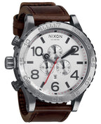 Nixon 51-30 Chronograph Silver Dial Brown Leather Strap Watch for Men - A124-1113