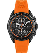 Hugo Boss Volane Black Dial Orange Silicone Strap Watch for Men - 1513957